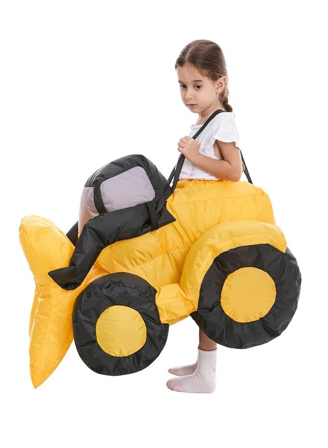 HSCTEK Inflatable Construction Digger Costume Toddler, Blow Up Ride On Tractor Cosplay Kids Child Girls Boys, Riding Truck Halloween Costume Children 4T - Image 1